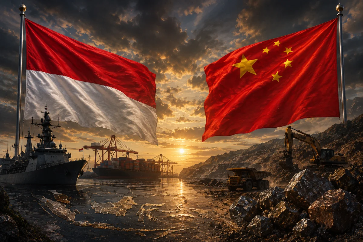 Ilustrasi Bendera Indonesia China