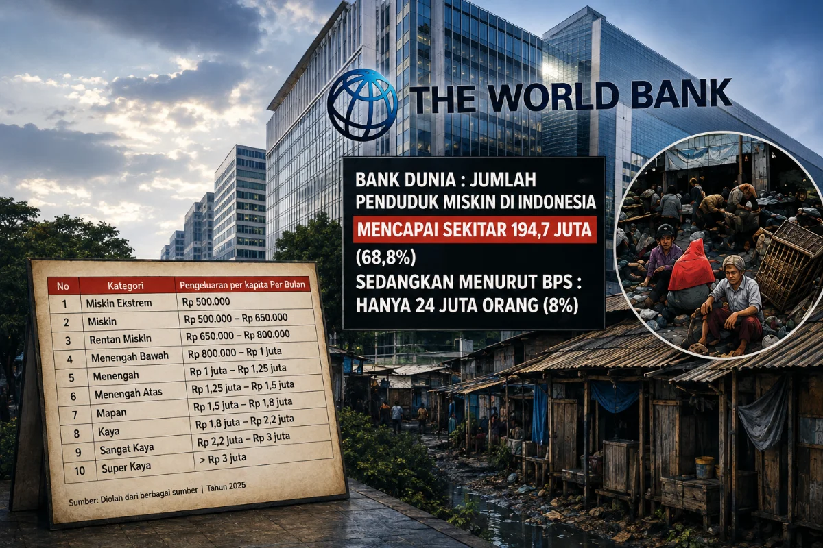 Ilustrasi Perbandingan data kemiskinan Bank Dunia, BPS dan sistem desil di era Prabowo