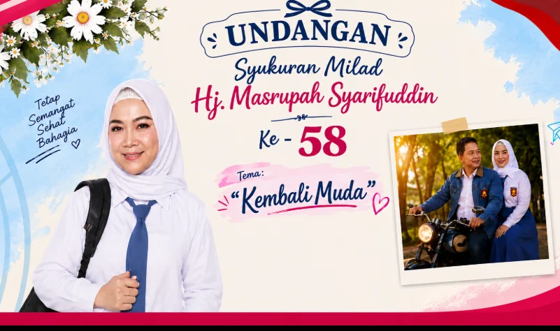 Undangan Pesta Ultah Cosplay Hj Masrupah Syarifuddin